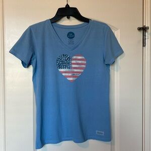 Women’s Life is Good XS baby blue Tshirt, 100% cotton, great condition